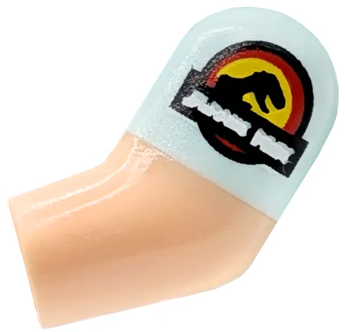 Arm, Left with Molded Light Aqua Short Sleeve and Printed Jurassic Park Logo Pattern