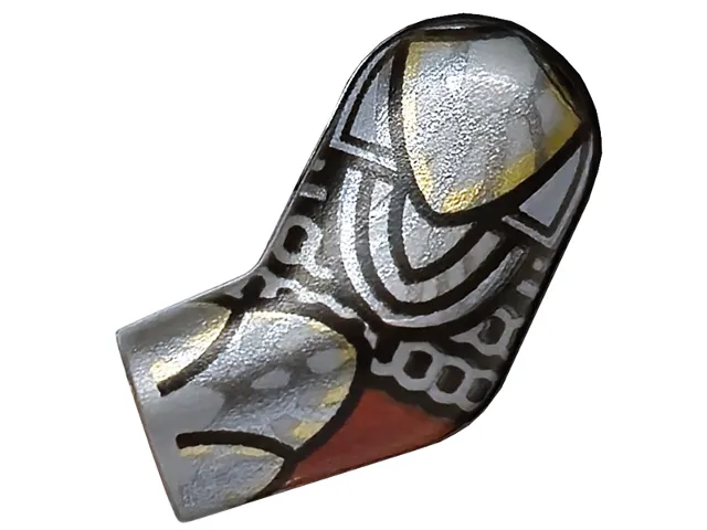 Arm, Left with Chain Mail, Armor Plates with Black Outlines, Dark Red, Gold and Dark Silver Highlights Pattern