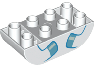 Duplo, Brick 2 x 4 Slope Curved Inverted Double with Medium Azure and Light Aqua Hooves Pattern