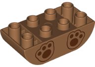Duplo, Brick 2 x 4 Slope Curved Inverted Double with Reddish Brown Paws Pattern