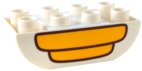 Duplo, Brick 2 x 4 Slope Curved Inverted Double with Bright Light Orange and Reddish Brown Behive Pattern