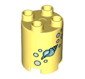 Duplo, Brick Round 2 x 2 x 2 with Shell and Bubbles Pattern