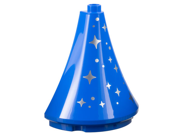 Duplo Roof Spire Half 4.5 x 2 x 4 with Silver Sparkles and Dots Pattern