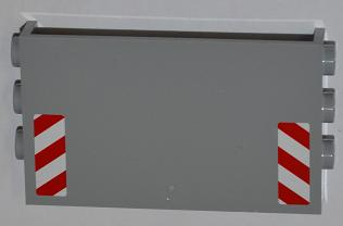 Panel 1 x 6 x 3 with Studs on Sides with Red and White Danger Stripes (White Corners) Half Height Pattern (Stickers) - Set 4434