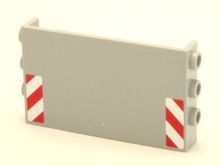 Panel 1 x 6 x 3 with Studs on Sides with Red and White Danger Stripes (Red Corners) Half Height Pattern (Stickers) - Set 4204