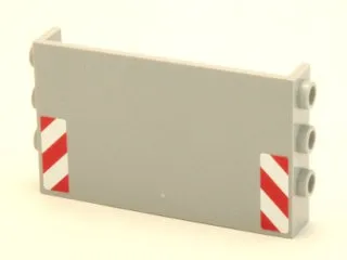 Panel 1 x 6 x 3 with Studs on Sides with Red and White Danger Stripes (Red Corners) Half Height Pattern (Stickers) - Set 4204