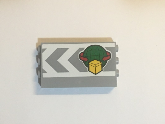 Panel 1 x 6 x 3 with Studs on Sides with Box and Arrows and Globe Pattern (Sticker) - Set 60169