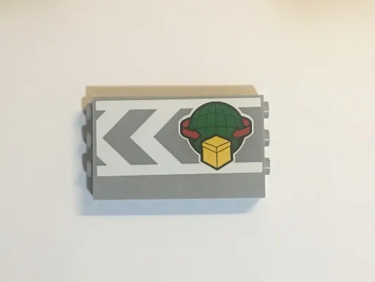 Panel 1 x 6 x 3 with Studs on Sides with Box and Arrows and Globe Pattern (Sticker) - Set 60169