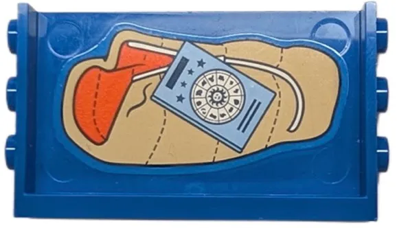Panel 1 x 6 x 3 with Studs on Sides with Red and Tan Sleeping Bag and Planisphere Book Pattern (Sticker) - Set 42603