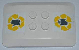 Wedge 6 x 4 x 2/3 Quad Curved with Yellow Recycling Arrows and Drink Can Pattern (Stickers) - Set 4206