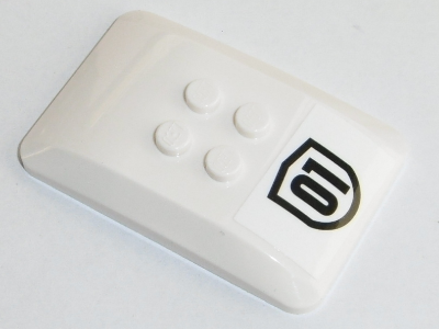 Wedge 6 x 4 x 2/3 Quad Curved with Black '01' Badge Outlined Pattern (Sticker) - Set 60128