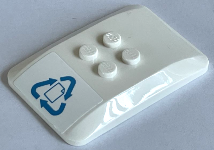 Wedge 6 x 4 x 2/3 Quad Curved with Dark Azure Recycling Arrows and Sheet of Paper Pattern (Sticker) - Set 60292