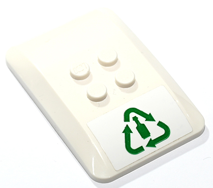 Wedge 6 x 4 x 2/3 Quad Curved with Green Recycling Arrows and Bottle Pattern (Sticker) - Set 60292