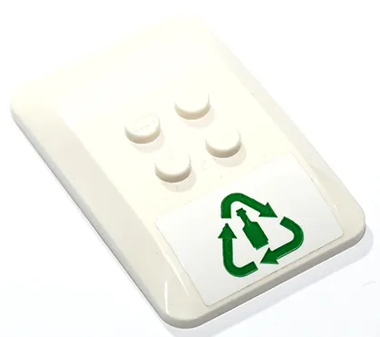 Wedge 6 x 4 x 2/3 Quad Curved with Green Recycling Arrows and Bottle Pattern (Sticker) - Set 60292