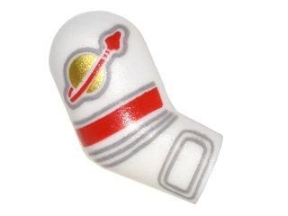 Arm, Right with Astronaut Spacesuit Panels, Gold Classic Space Logo, Red Stripe and 4 Light Bluish Gray Lines Pattern