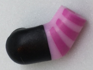 Arm, Right with Black Short Sleeve and Dark Pink Stripes Pattern