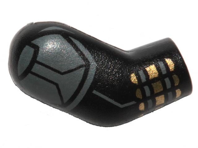 Arm, Right with Gray Shoulder Armor, Gray and Gold Stripes Pattern