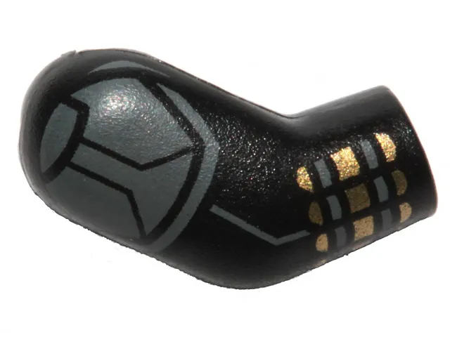 Arm, Right with Gray Shoulder Armor, Gray and Gold Stripes Pattern