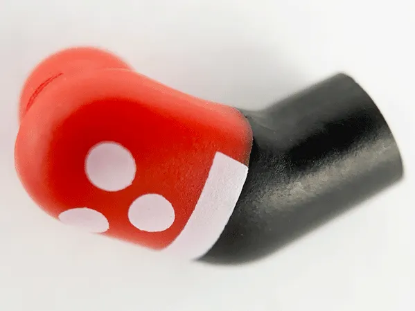 Arm, Right with Molded Red Short Sleeve and Printed White Dots and Cuff Pattern