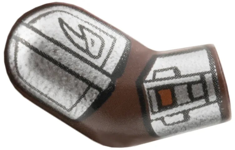 Arm, Right with SW Silver Beskar Armor Plates with Mudhorn Clan Signet, Vambrace with Flamethrower Pattern