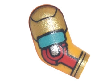 Arm, Right with Armor with Gold and Dark Turquoise Plates, Red Elbow Joint Pattern