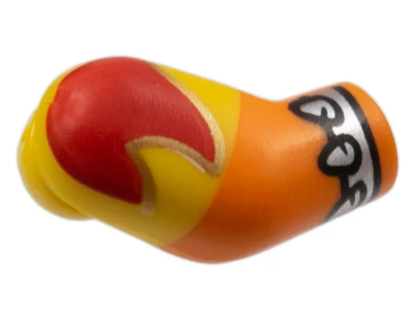 Arm, Right with Yellow Short Sleeve, Red Flame, Silver Spike Cuff Pattern