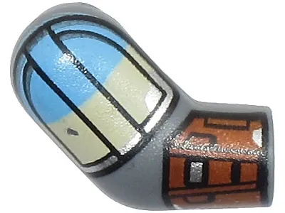 Arm, Right with Reddish Brown, Tan, Bright Light Blue and Silver Shoulder Pad and Armor Pattern