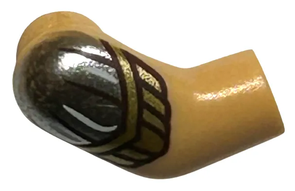 Arm, Right with Silver Shoulder with White and Dark Brown Lines and Gold Armor Pattern