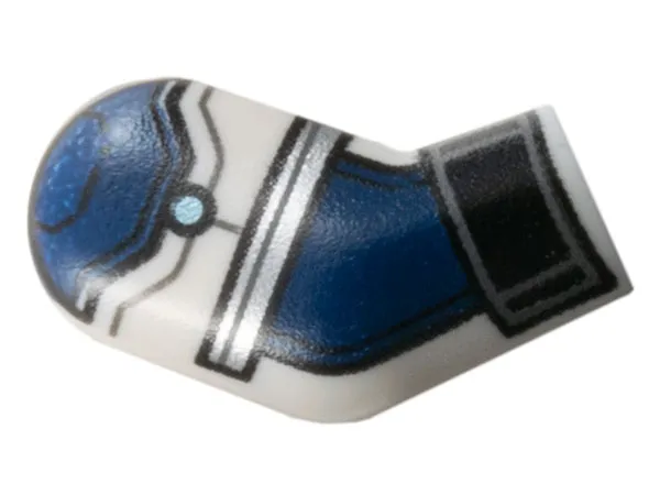 Arm, Right with Black Cuff, Dark Blue Armor, Metallic Light Blue Dot, and Silver Trim Pattern
