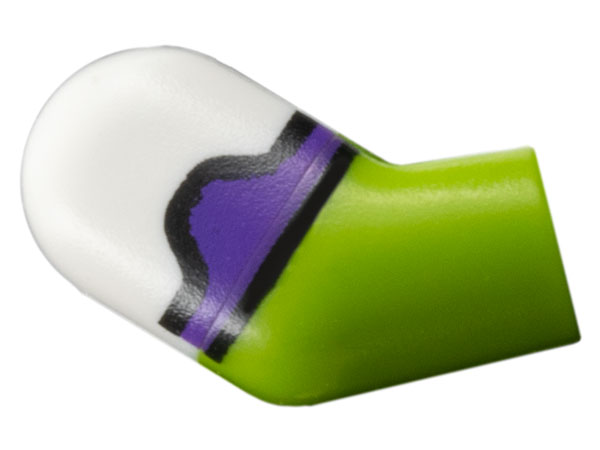 Arm, Right with Molded White Short Sleeve and Printed Black and Dark Purple Hem Pattern