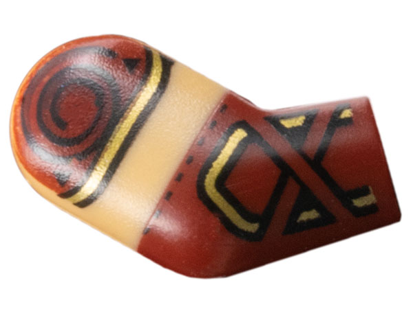 Arm, Right with Molded Medium Tan Short Sleeve and Printed Dark Red Shoulder, Gold Trim and Straps on Gauntlet Pattern