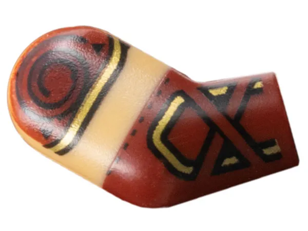 Arm, Right with Molded Medium Tan Short Sleeve and Printed Dark Red Shoulder, Gold Trim and Straps on Gauntlet Pattern