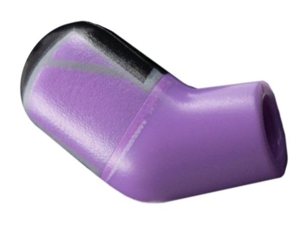 Arm, Right with Molded Black Short Sleeve and Printed Medium Lavender Shoulder Patch with Light Bluish Gray Lines Pattern