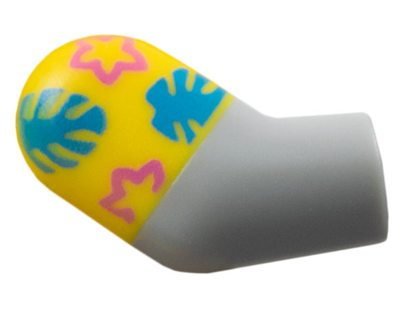 Arm, Right with Molded Yellow Short Sleeve and Printed Dark Azure Leaves and Dark Pink Stars Pattern