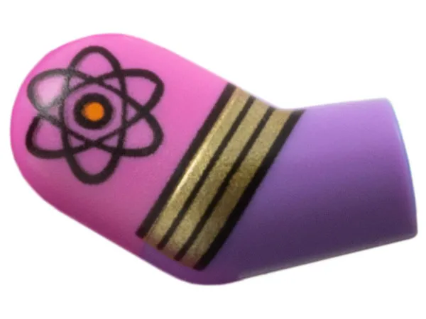 Arm, Right with Molded Dark Pink Short Sleeve and Printed Atom and Gold Stripes Pattern