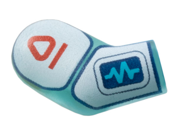 Arm, Right with White Panels with Red Symbol and Medium Azure Medical Chart on Dark Blue Screen Pattern