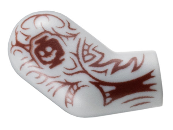 Arm, Right with Dark Red Tattoo Sleeve with Skeleton Head Pattern