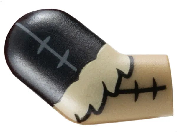 Arm, Right with Molded Black Short Sleeve and Printed Stitching and Tan Fur Pattern