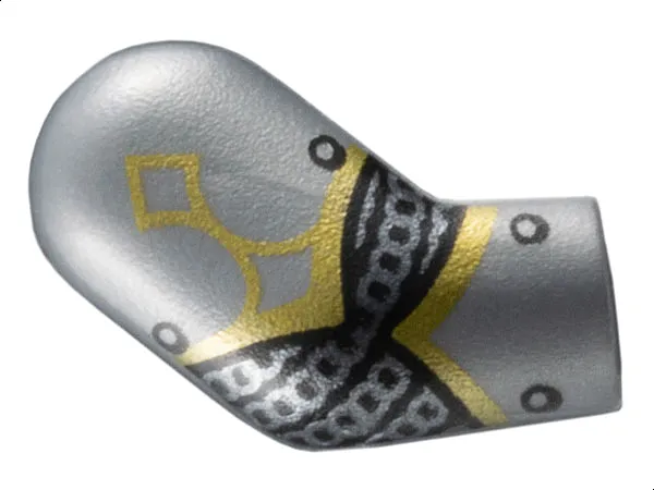 Arm, Right with Armor Plates, Dark Silver Chain Mail, Gold Trim and Black Rivets Pattern