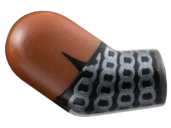 Arm, Right with Molded Reddish Brown Short Sleeve and Printed Black and Silver Chain Mail Pattern