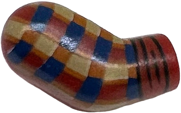 Arm, Right with Dark Tan, Dark Blue and Dark Orange Plaid Shirt and Black Wrinkled Cuff Pattern