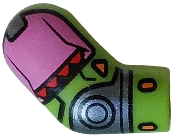 Arm, Right with Dark Pink Shoulder, Silver Armor, Orange Markings Pattern