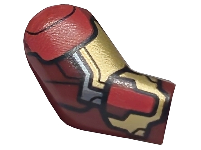 Arm, Right with Gold and Silver Armor Plates, Red Shoulder and Panels with Black Outlines Pattern