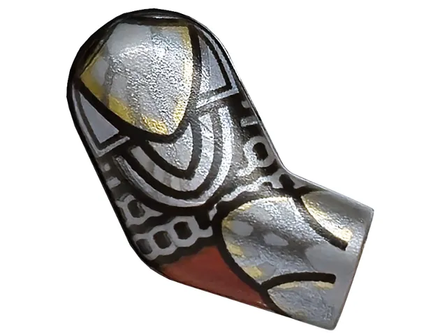 Arm, Right with Chain Mail, Armor Plates with Black Outlines, Dark Red, Gold and Dark Silver Highlights Pattern