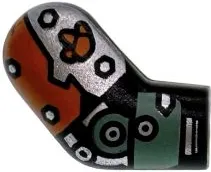 Arm, Right with Silver Armor Plates and Bolts, Orange and Sand Green Panels Pattern