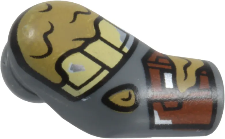 Arm, Right with Reddish Brown, Tan, and Silver Armor with Dark Tan Mud Splotches Pattern