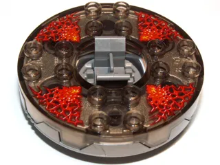 Turntable 6 x 6 x 1 1/3 Round Base Serrated with Trans-Brown Top with Red Energy Pattern (Ninjago Spinner)