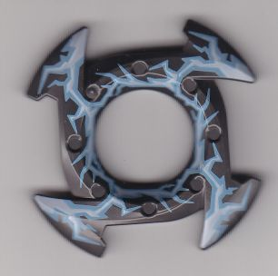 Ring 4 x 4 with 2 x 2 Hole and 4 Arrow Ends with Medium Blue and White Lightning Pattern (Ninjago Spinner Crown)