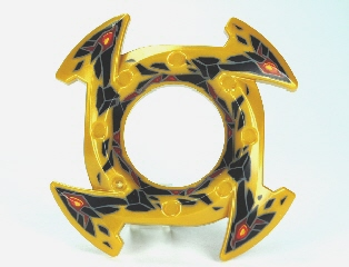 Ring 4 x 4 with 2 x 2 Hole and 4 Arrow Ends with Black and Red Stone Shards Pattern (Ninjago Spinner Crown)