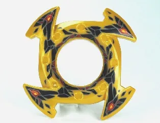 Ring 4 x 4 with 2 x 2 Hole and 4 Arrow Ends with Black and Red Stone Shards Pattern (Ninjago Spinner Crown)